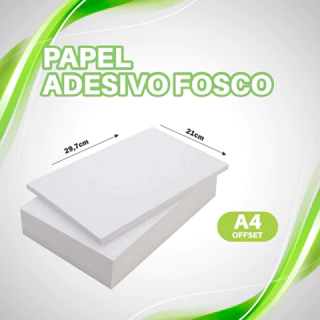 Papel ADESIVO Fosco Tamanho A4 90g Branco Fosco 50 a 100 Folhas