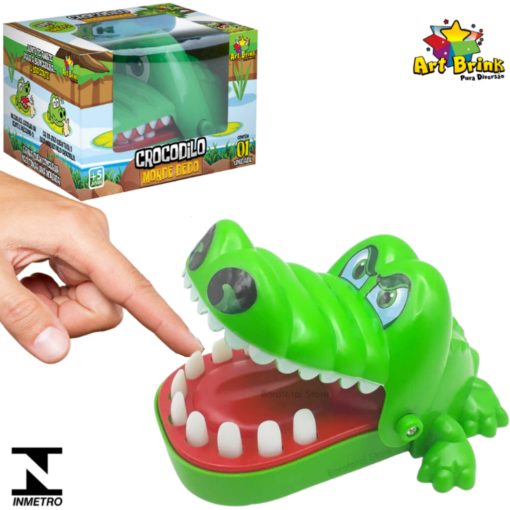 Jogo Crocodilo Morde Dedo Bocão e Olhão Dente Brinquedo Infantil Dentista