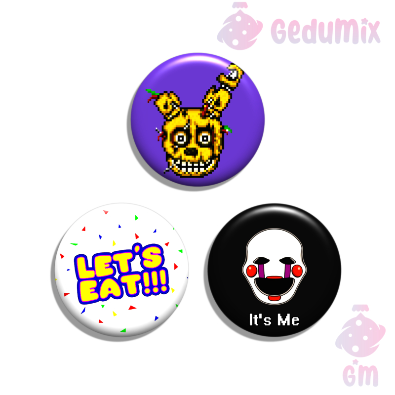 KIT 3 Bottons Broches FNAF Five Nigths at Freddy's 2.0 | Shopee Brasil