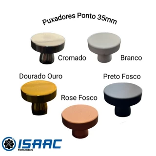 Puxador Redondo Para armários gabinetes Dourado Rose Cromado Preto ou Branco