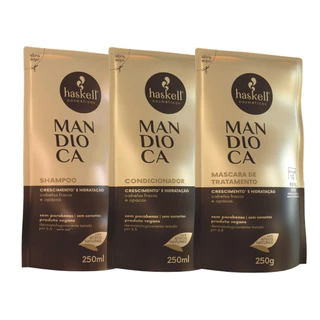 Kit Refil Mandioca Haskell Shampoo+ Condicionador+ Máscara- 250ml/250g
