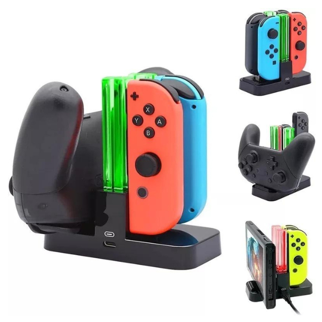 Carregador Joy-con Pro Controller Base Dock Nintendo Switch LED