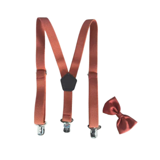 Kit Suspensório E Gravata Borboleta Infantil Terracota Pajem Batizado Várias Cores