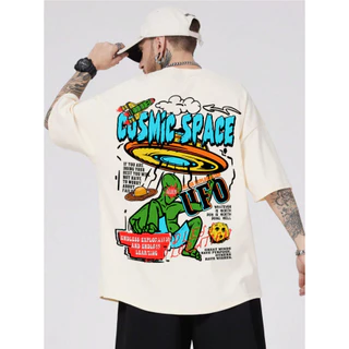 CAMISETA OVERSIZED DE ALGODÃO FLANELADO CUSMIC-SPACE