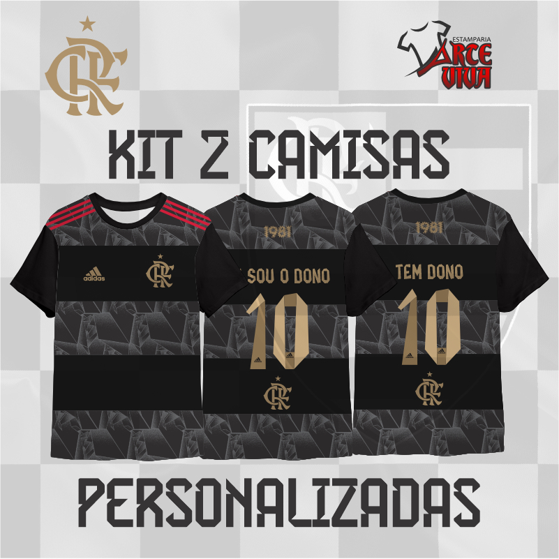 KIT DUAS (2) CAMISAS Flamengo 2021-2022 - CASAL - PERSONALIZADA COM SEUS NOMES
