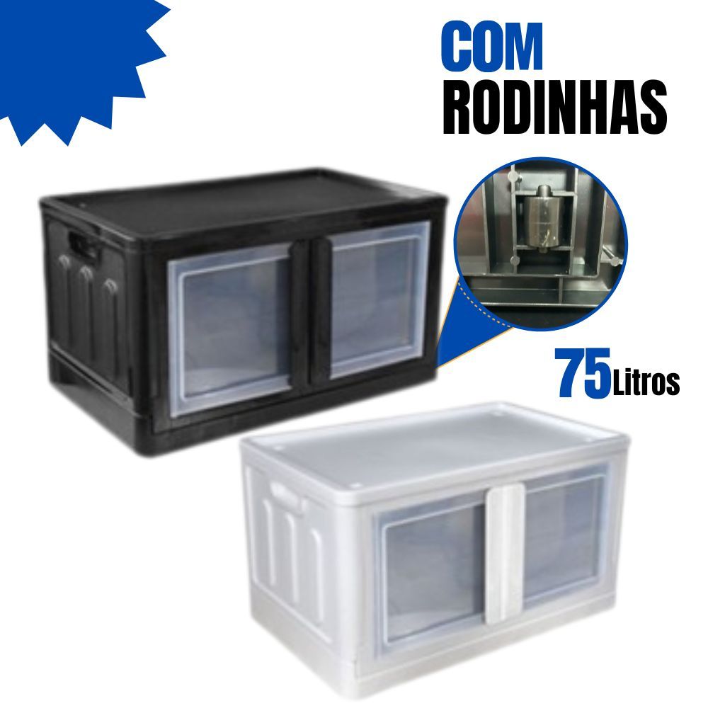 Organizador Modulável Dobrável C/ Porta Dupla 75 Litros Grande Armário Plástico Modulável