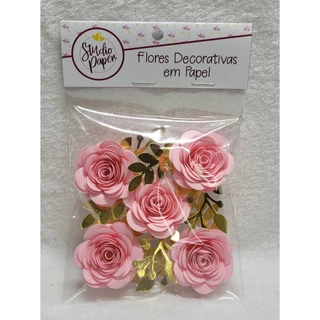Combo de Flor de Papel para Topo de Bolo - 5 Kits