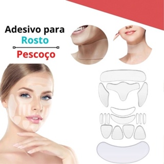KIT Anti Rugas Para Rosto e Pescoço Feito de Silicone, Estimulador de Colágeno Natural, Botox Para Testa, Bigode Chinês e Pé de Galinha