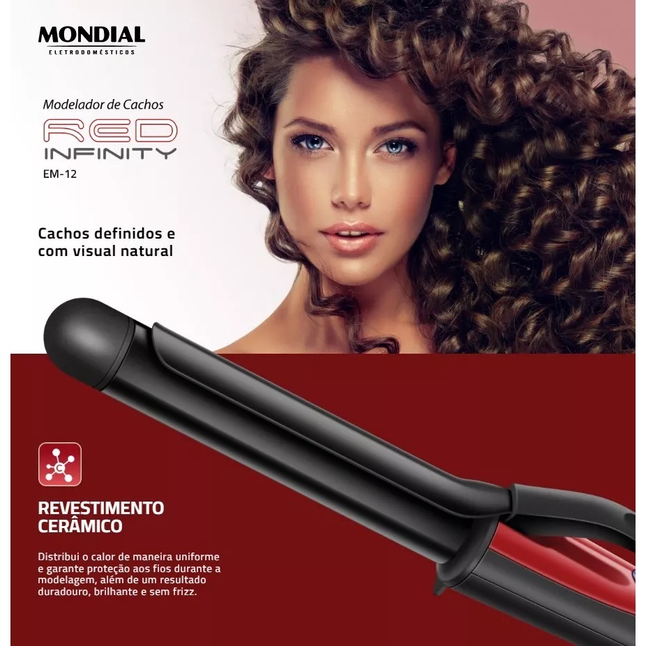 Modelador de Cachos Mondial Red Infinity EM-12 Bivolt | Shopee Brasil