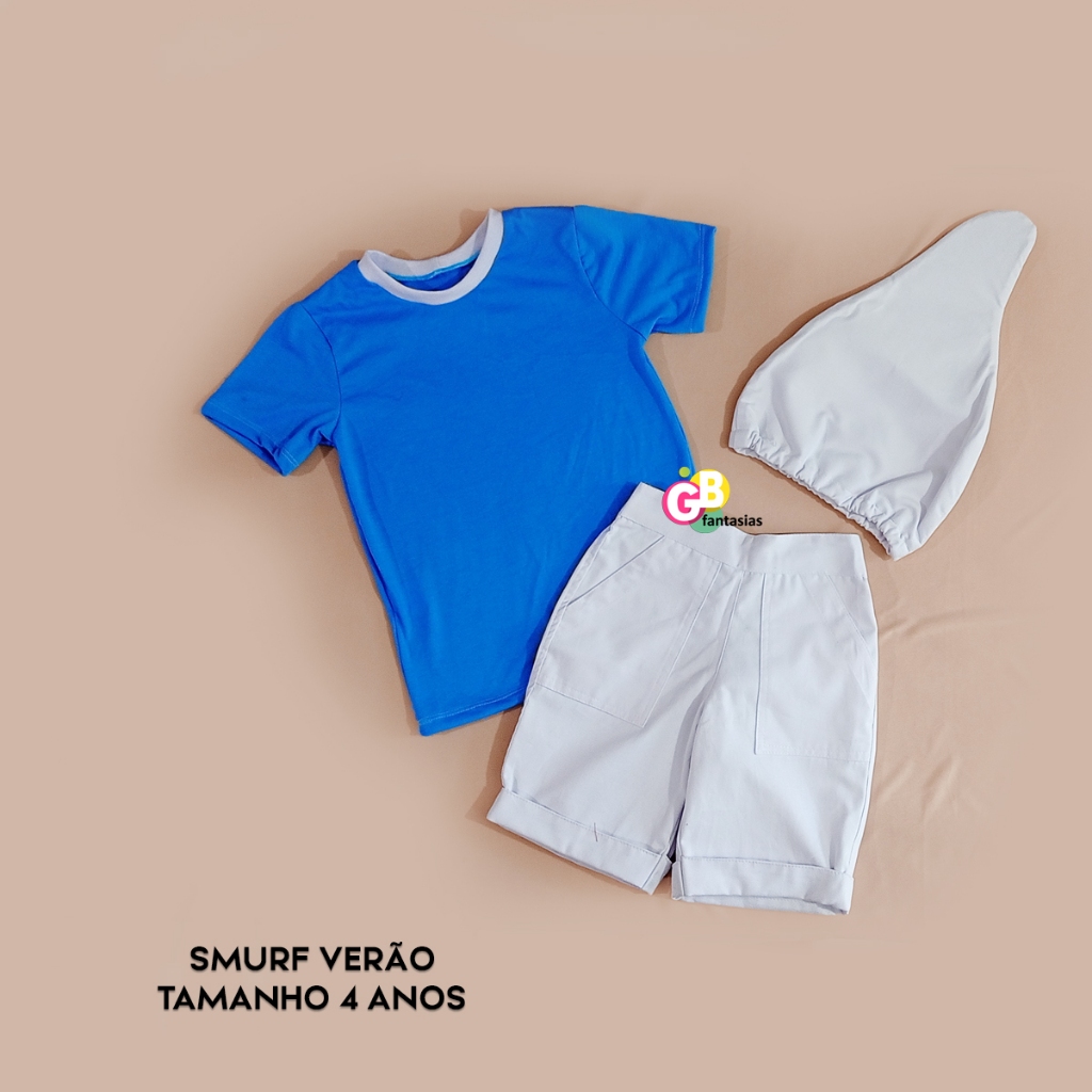 FANTASIA SMURF VERAO INFANTIL PROMOÇÃO (4 ANOS) | Shopee Brasil