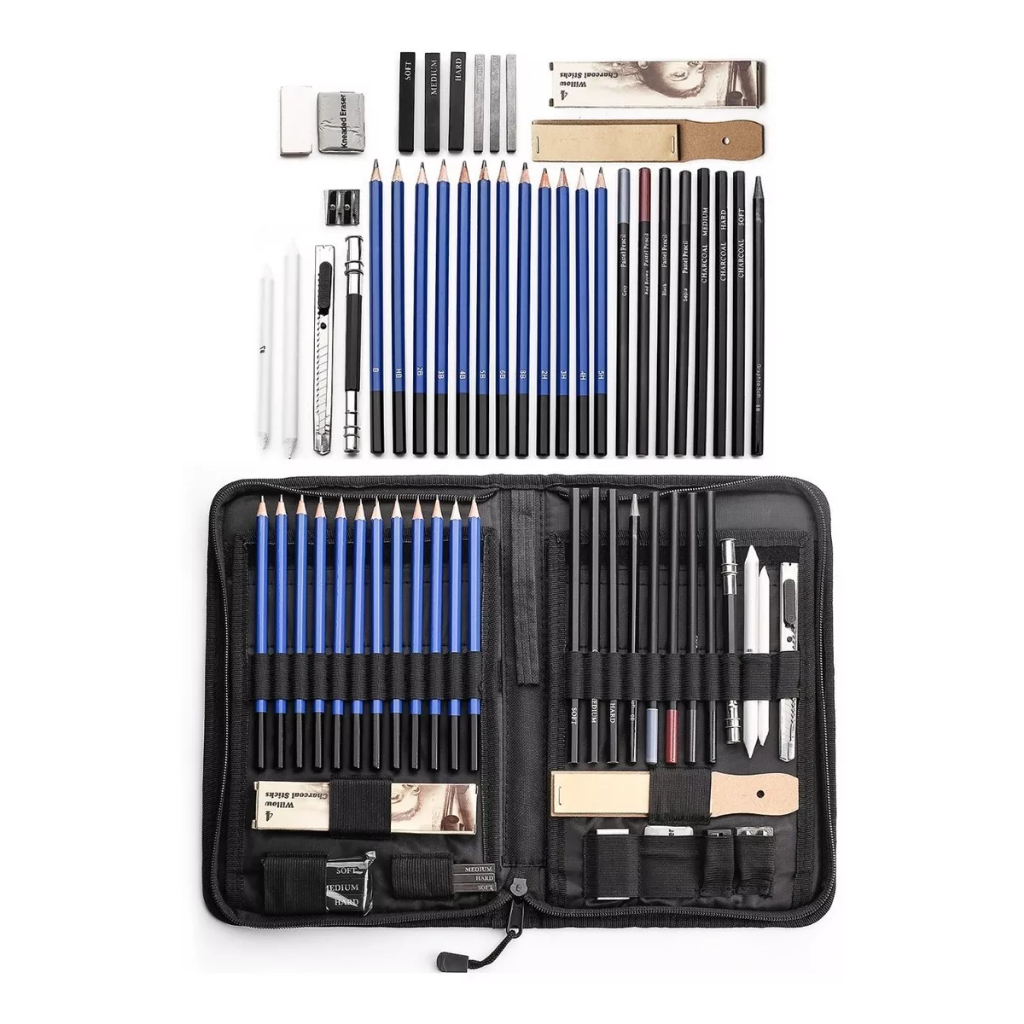 Kit Estojo De Lápis Profissional Para Desenho 41 Peças