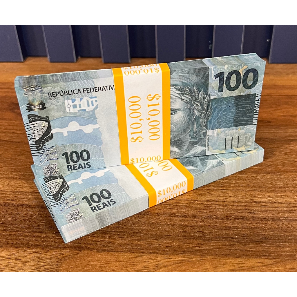 Notas Dinheiro 100 Reais Com 100 Unidades Sem Valor Plaque Cédula