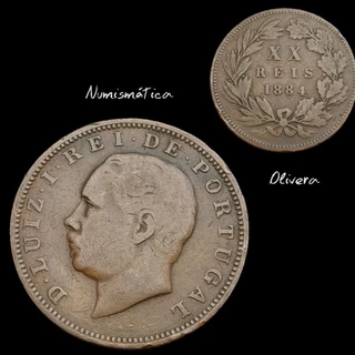 Moeda antiga Portugal 20 réis 1884. L 0106