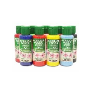 Tinta Acrílica Fosca 60ml Acrilex - Kit 9 Potes - Escolha as Cores No Chat