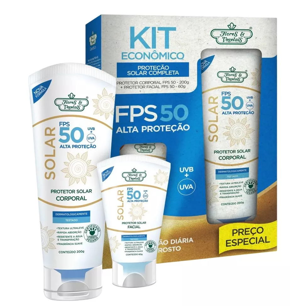 Kit Protetor Solar Fps50 Facial e Corporal Flores E Vegetais. | Shopee ...