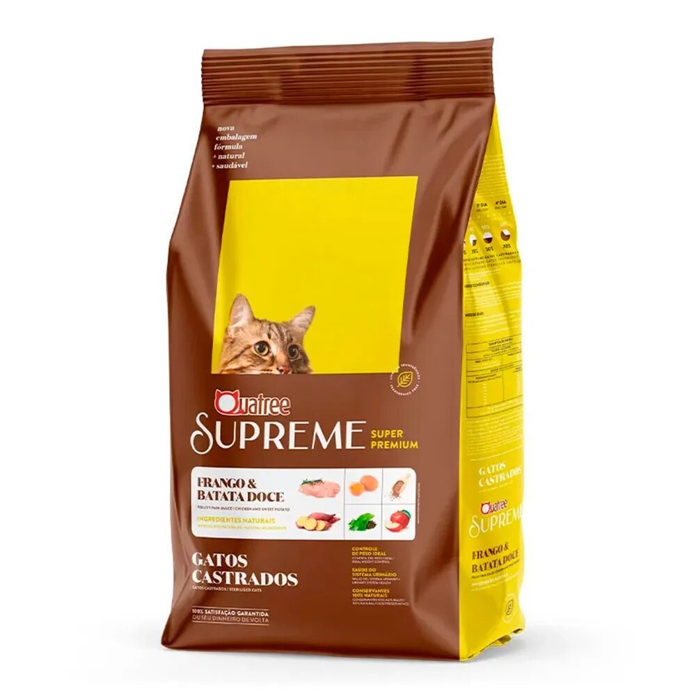 Ração Quatree Supreme Gatos Castrados Frango e Batata Doce 3kg