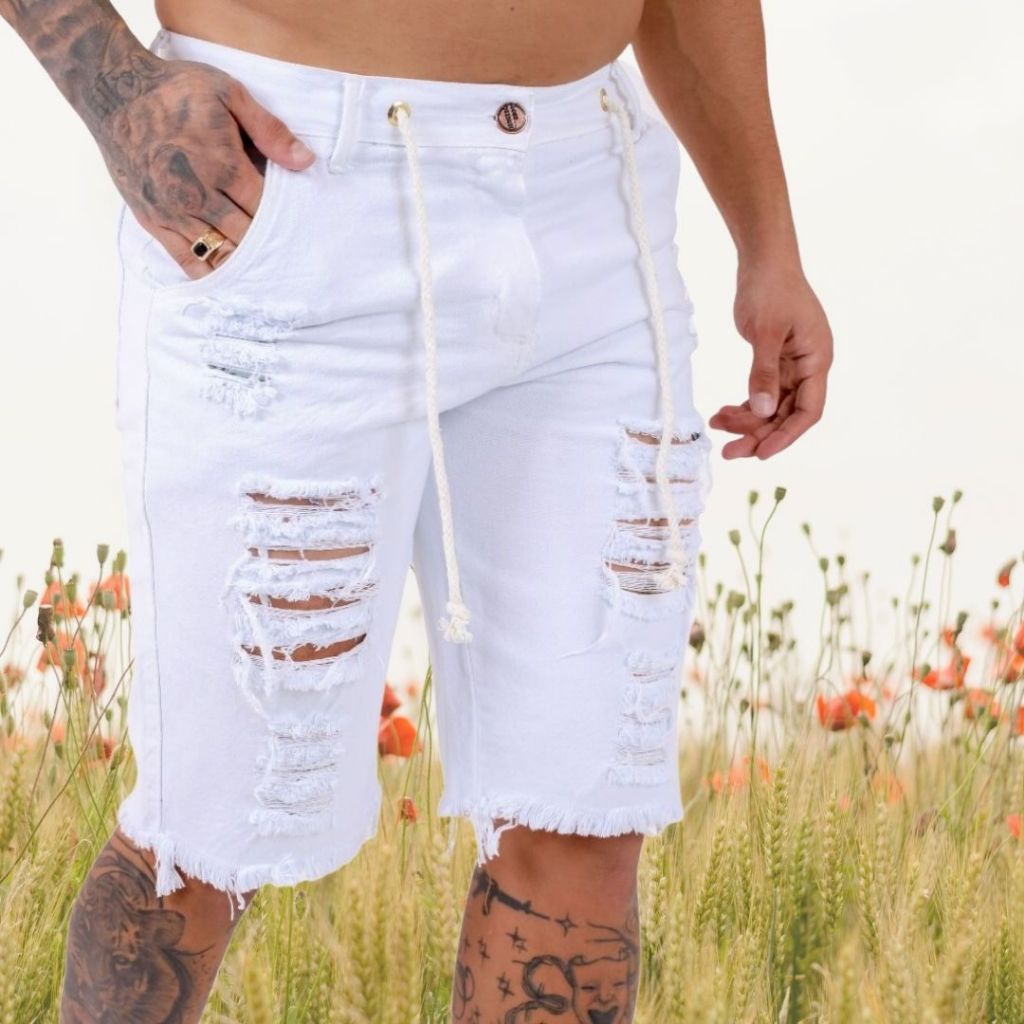 Bermuda jeans hot sale masculina branca