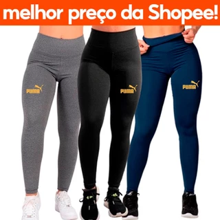 Kit 3 Legging Calça Feminina Suplex Cintura Alta Zero Transparência PUMA 2023