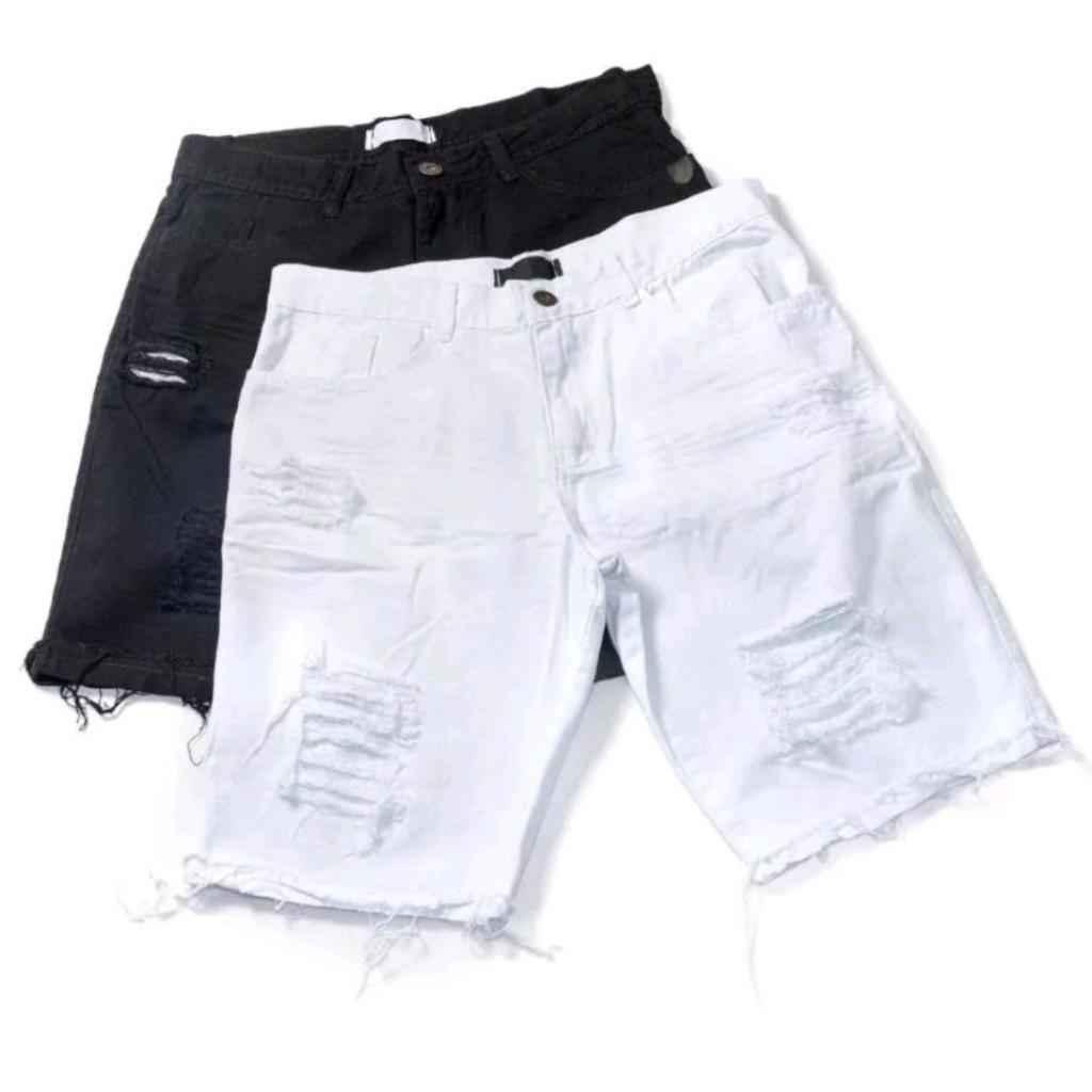 Bermuda jeans hot sale branca rasgada