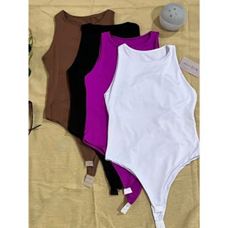 Kit 4 Body Feminino Básico Regata Gola Redonda Sem Manga Dupla Camada Várias Cores