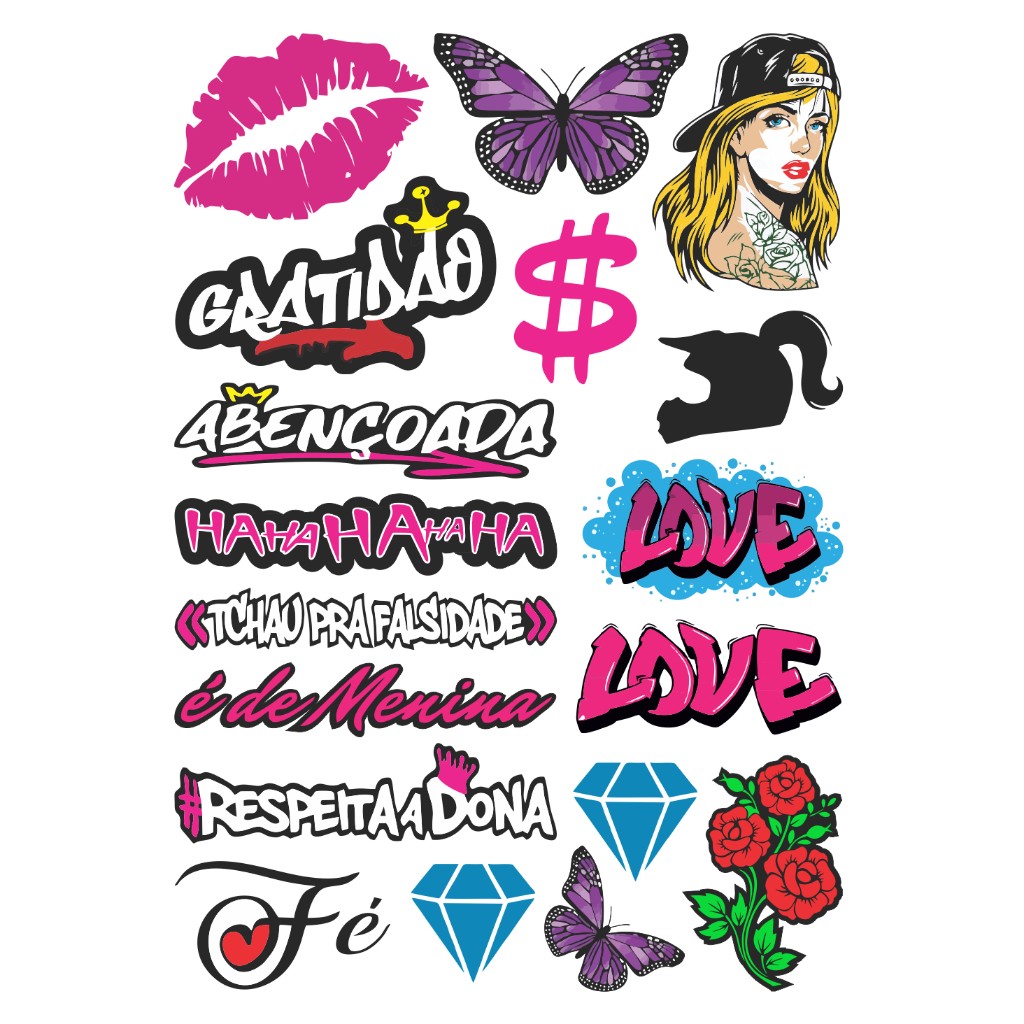 Cartela Com 18 Adesivos Feminino Para Moto Capacete Carro | Shopee Brasil