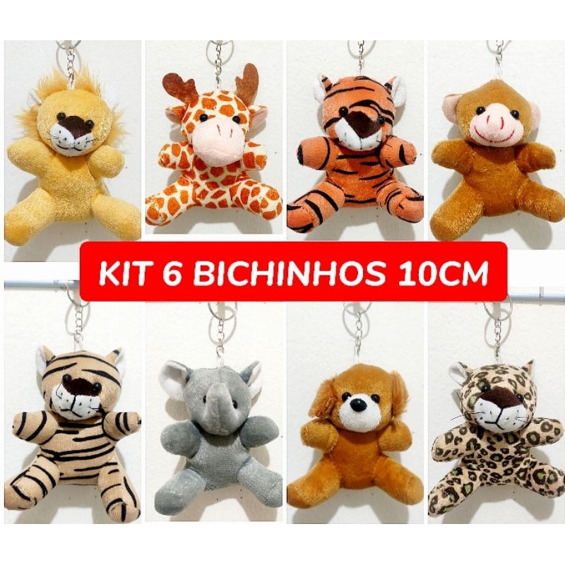 KIT BICHINHOS PELÚCIA DE SAFÁRI FLORESTA 30 CM COM 6 PEÇAS