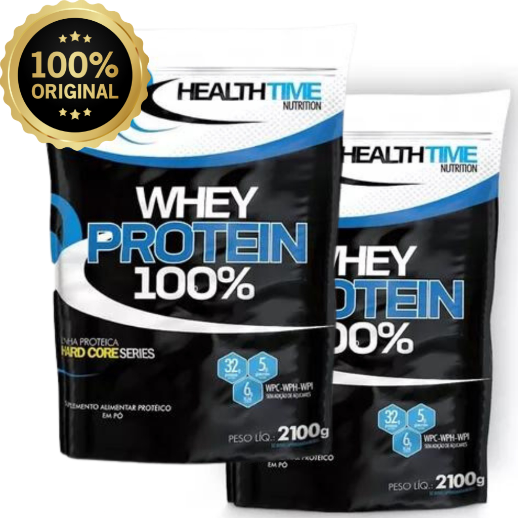 2x Whey Protein 100% 2,1kg (4,2Kg) Isolado Concentrado Healthtime Envio Imediato!
