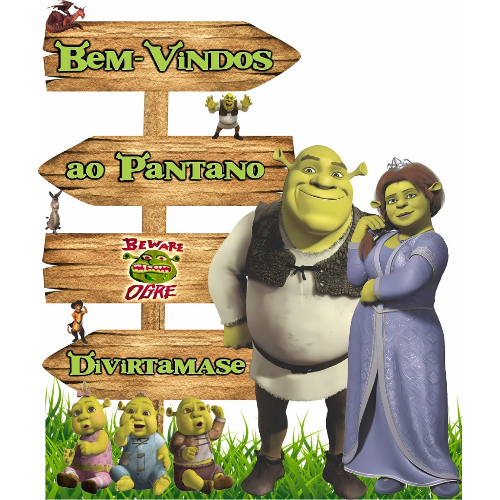 1 DISPLAY PLACA SHREK E FIONA 80CM