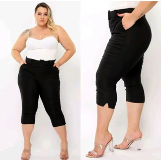 Calça Capri Social Plus Size Feminina Casual com Cinto - Costura Reforçada e Conforto Garantido