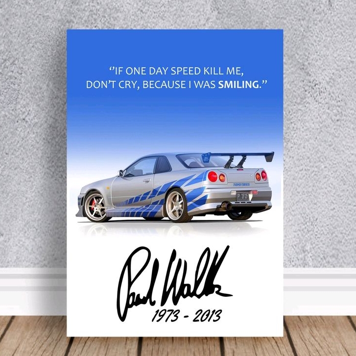 Quadro Paul Walker velozes e furiosos Brian O'Conner Nissan skyline placa decorativa mdf