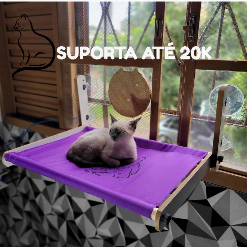 Cama para Gato Dobrável -Tamanho G - 50cmx40cm - Cama suspensa - cama suspensa gato - Cama de gato janela - cama gato janela - rede gato