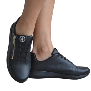 Tenis Casual Feminino Couro Conforto Usaflex AH1707 Preto em Oferta na Shopee