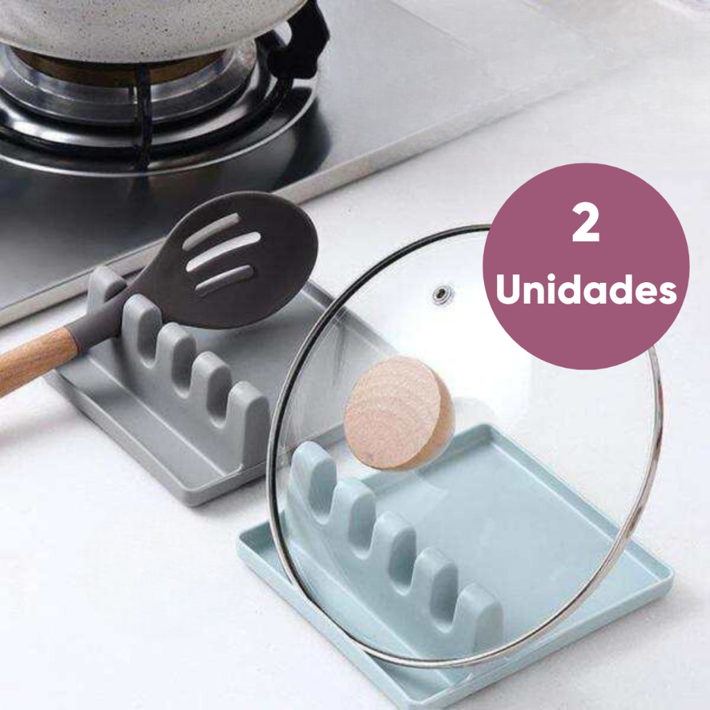 Kit 2 Suportes Descanso Apoio Colheres E Tampa De Panela