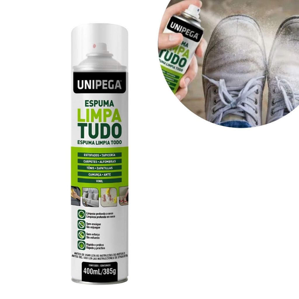 Espuma Mágica Limpa Tudo Tênis Sofa Paredes Pisos 400ml Unipega