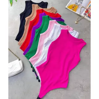 Body Feminino Zara Regata Nadador Tecido Anarruga Atoalhado Premim com Forro Canelado Básico Bory