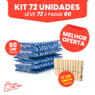 PROMOÇÃO! Prendedor de Roupa Kit 72 Pregador de Roupa Varal Plástico 60+12 Madeira Barato Grampos