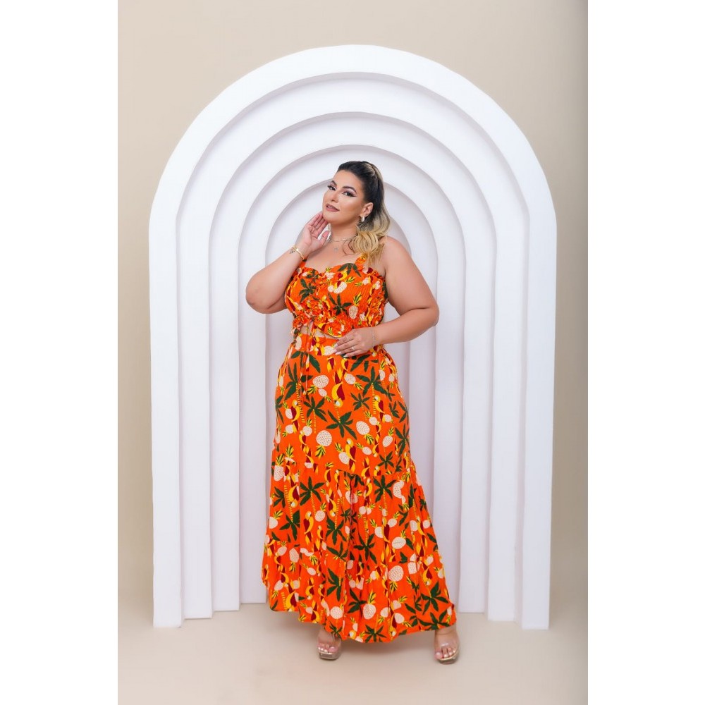 Cropped Saia Longa De Viscose Plus Size Saia Longa E Cropped Plus Size