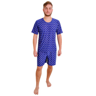 Pijama Adulto Masculino C/ Botões Cetim Meia Manga E Short