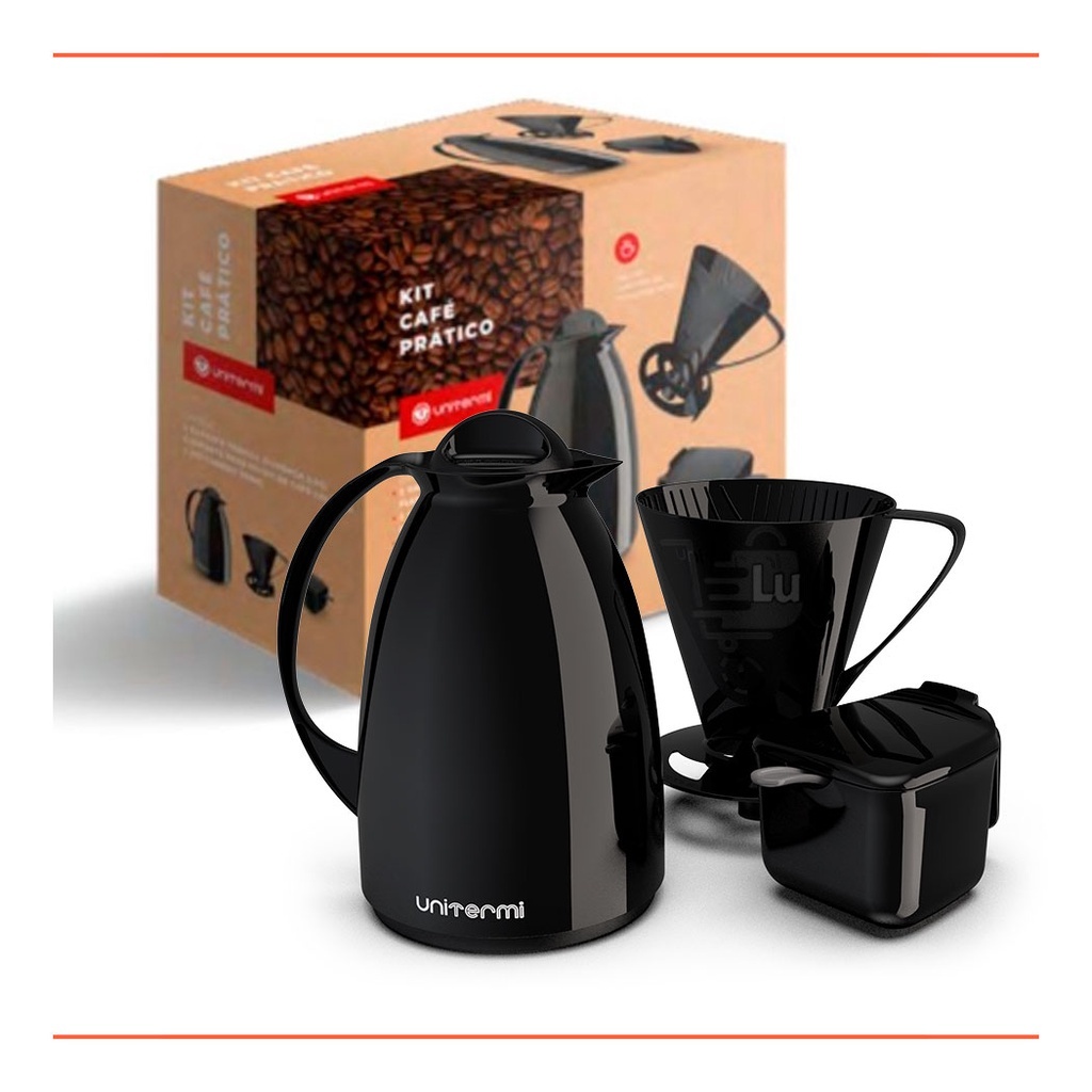 Garrafa Termica Café Kit Pratico Açucareiro + Suporte Filtro