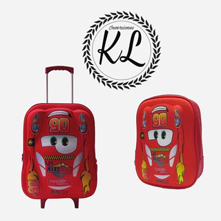 KIT MOCHILA RODINHA ESCOLAR INFANTIL MCQUEEN MASCULINO A PRONTA ENTREGA