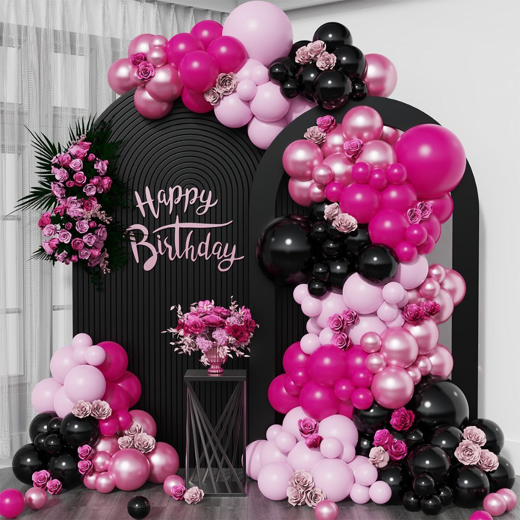 Balão de aniversário kit com 118 Balões Rosa Maravilha Rosa