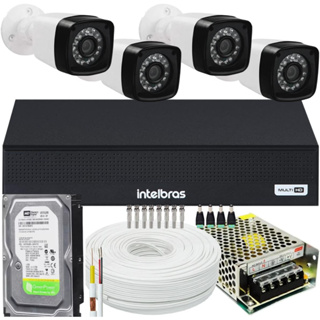 Kit 4 Cameras Segurança 1080p Full Hd Dvr Intelbras 4ch c/hd