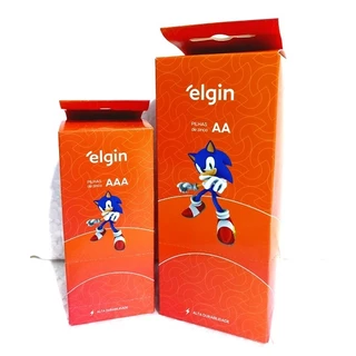 Pilha Zinco Elgin Tubo (Pequena Aa Cx 40pç + Palito AAA Cx 40pç)