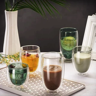 Copo Parede Dupla de Vidro para Café Chá Suco Copo Duplo Isolante