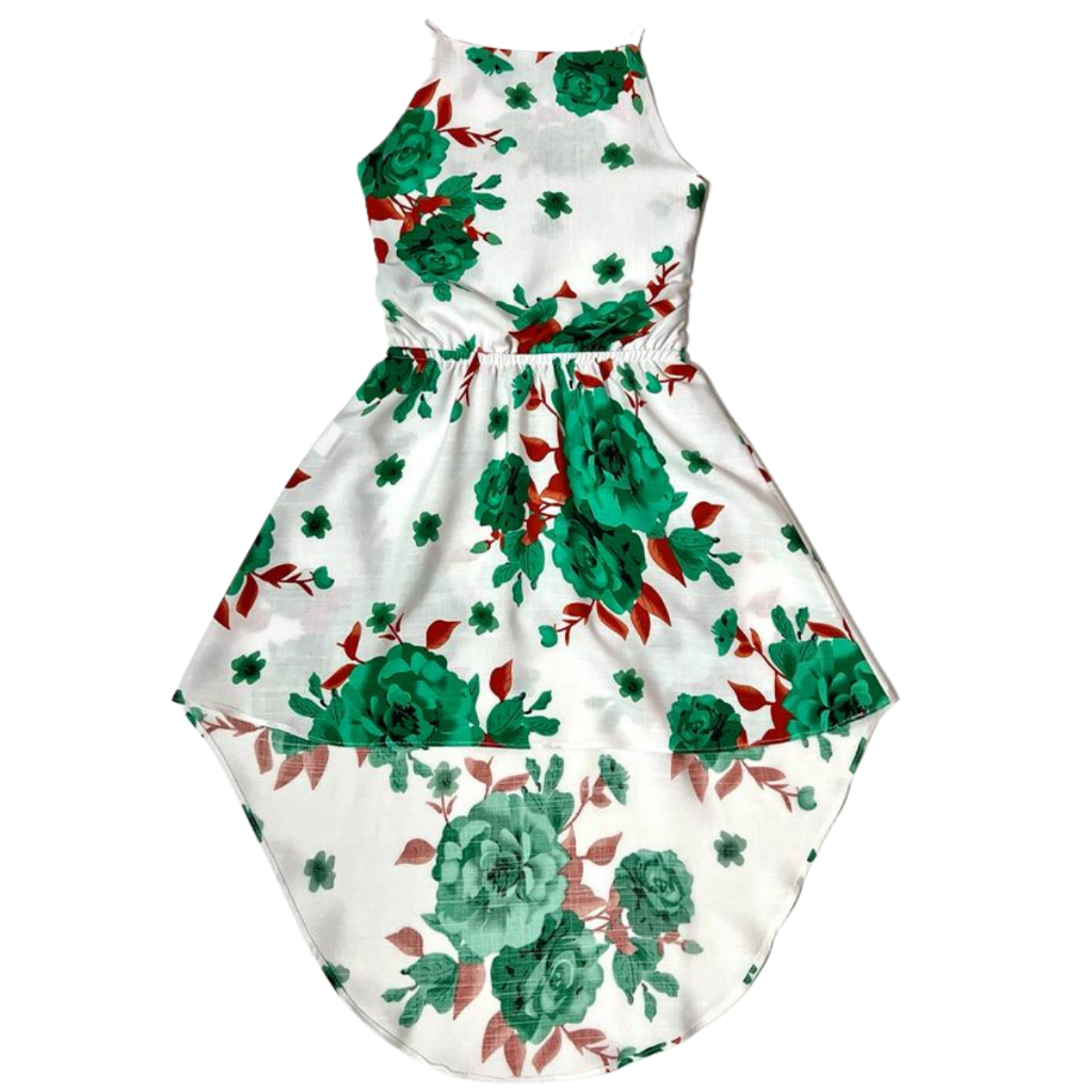 Vestido Feminino Infantil Juvenil Mullet Floral Moda Festa Verão