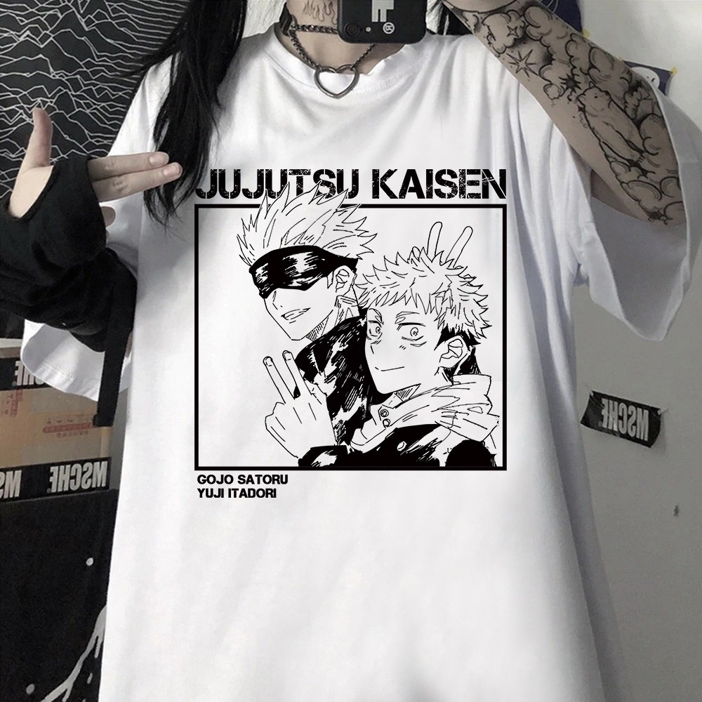 Camisa Jujutsu Kaisen Unissex Anime Sukuna Satoru Gojo Yuji Itadori Nobara Panda