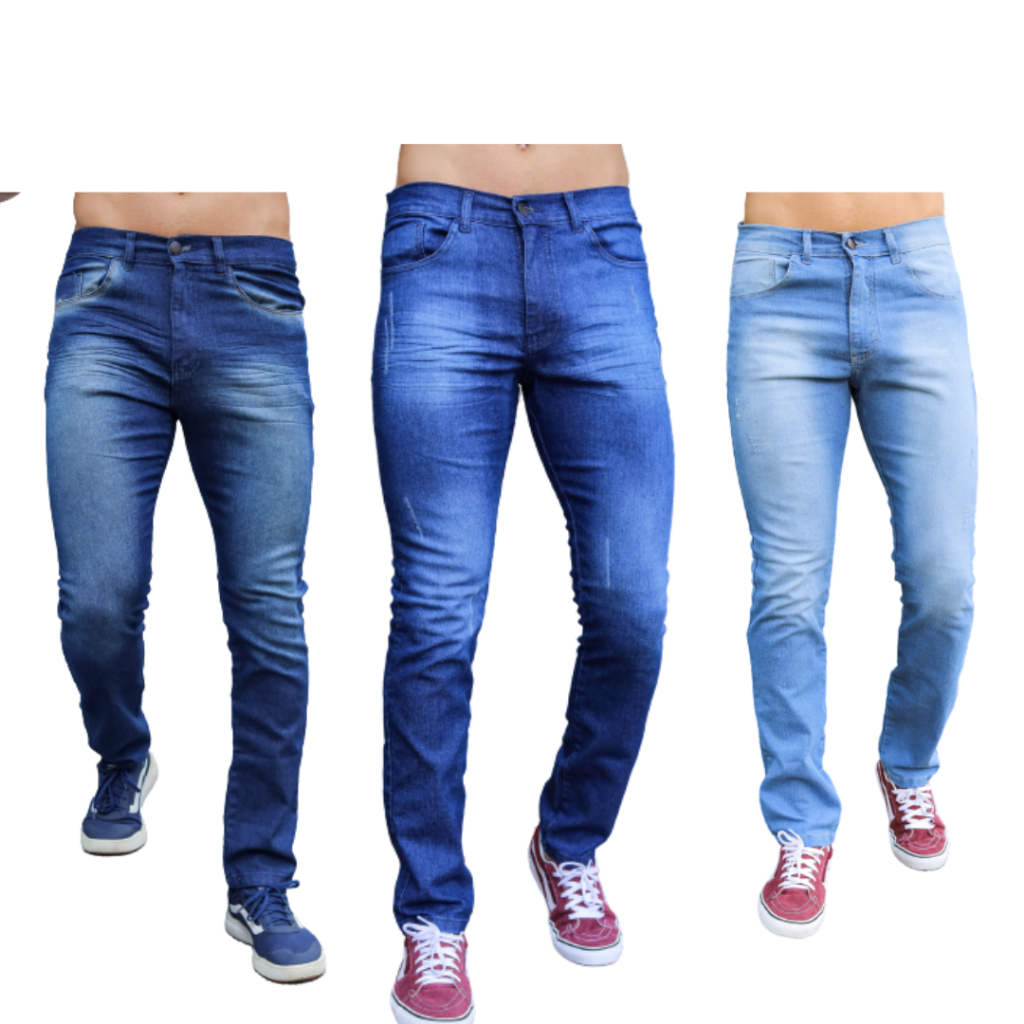 Kit 3 Calças Masculinas jeans com lycra