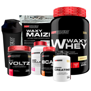 Kit Whey Protein Waxy Whey Pote 900g + Voltz 250g + BCAA 4.5 100g + Power Creatina 100g + Waxy Maize 800g + Bio Collagen II + Coqueteleira - Suplementos Para Ampliar os Níveis de Energia e Aumentar o Foco - Bodybuilders