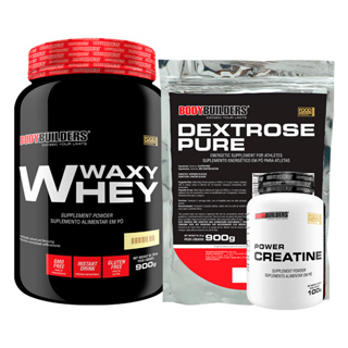 Kit Whey Protein Waxy Whey Pote 900g + Power Creatina 100g + Dextrose Pura 900g - Kit Para Caminhada e Corrida - Bodybuilders