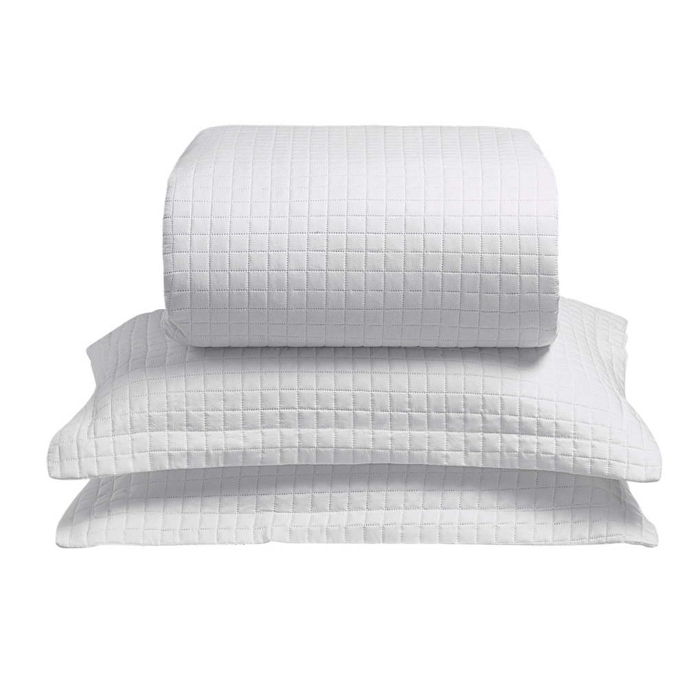 Kit Colcha Casal Liso Bouti Cobre Leito 3 Peças Branco